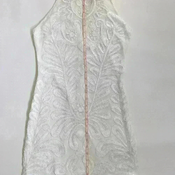 White Verte Beaded And Sequined Cocktail Homecoming Dress Size M - Picture 9 of 11